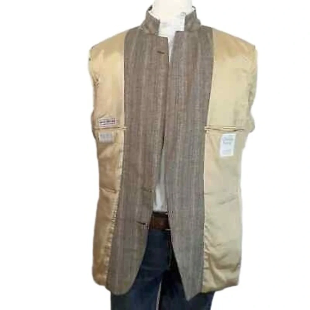 Christian Brooks Tan Blazer Size 46R Pure Silk‎ Luxury Khaki Sport Coat Jacket